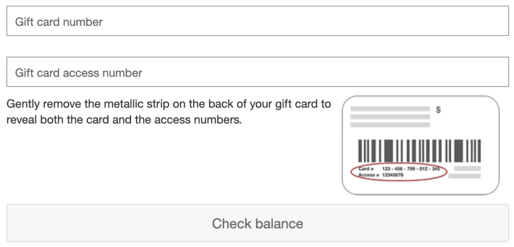 How to check your  gift card balance